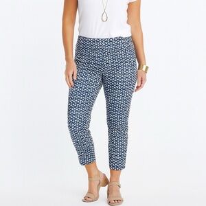 Margaret M Slimming Pants Blue White‎ Capris Stretch Womens Size Small Pull On